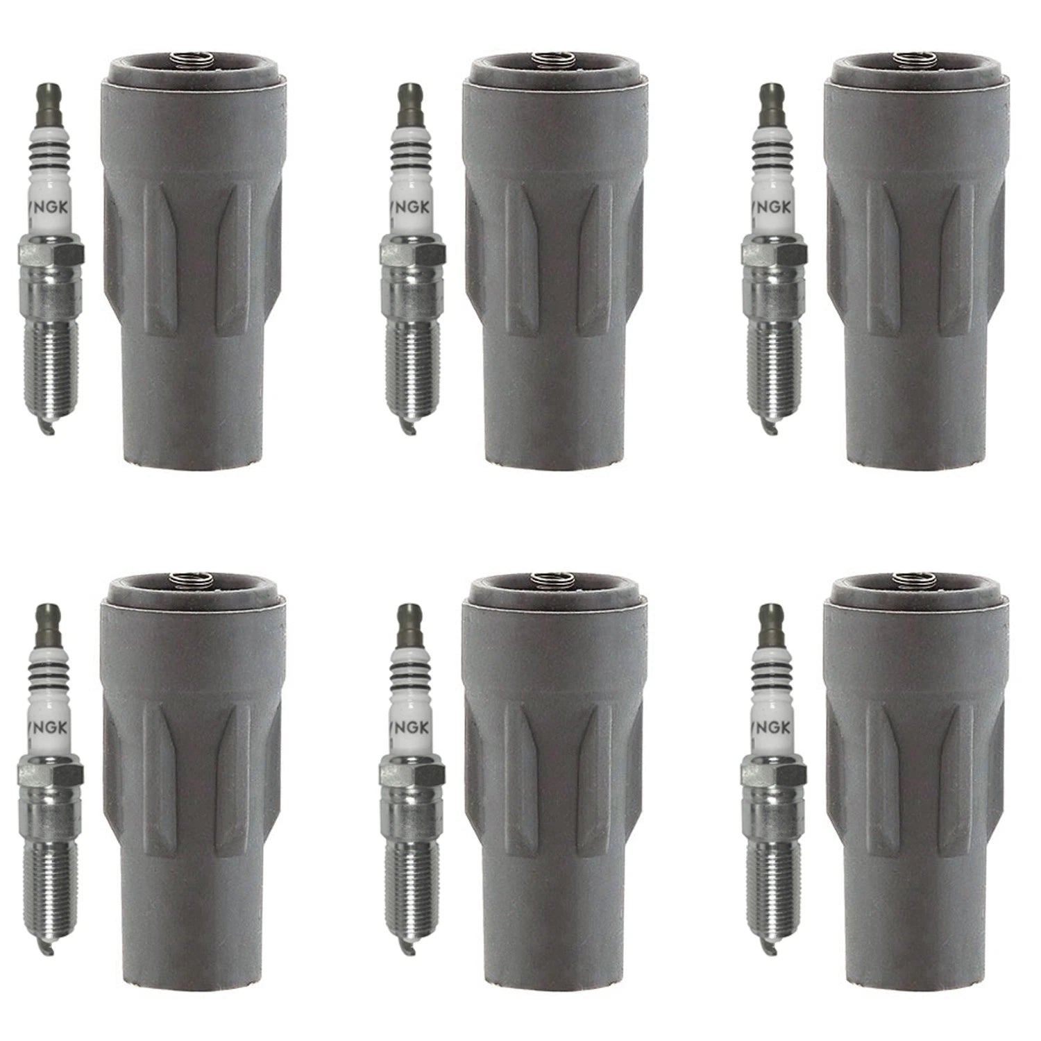 Set of 6 NGK Iridium IX Spark Plugs & Denso Coil Boots for Avenger Magnum (2008–2014)