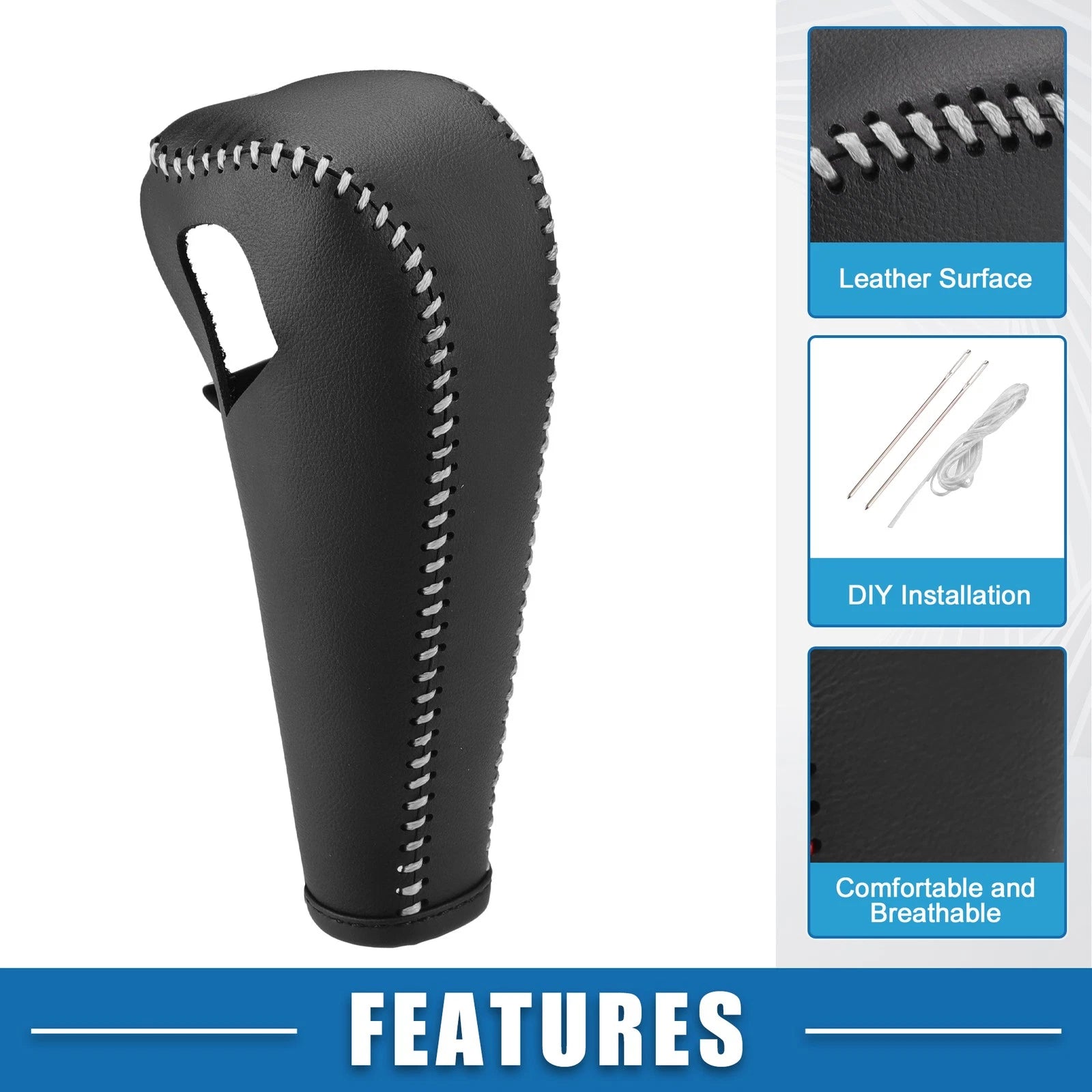 Gear Shift Lever Cover for Chevrolet Trax (2015–2021) Black Gray Stitches