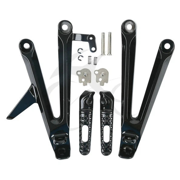 Set of 2 Black Rear Passenger Footrests Foot Pegs for Honda CBR1000RR (2004–2007)