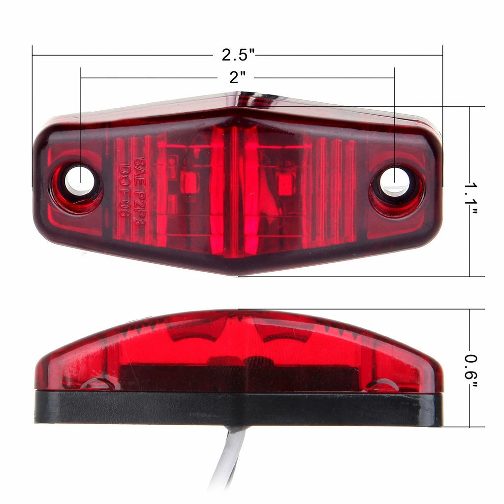 Pack of 10 Side Marker Lights for (Amber + Red)