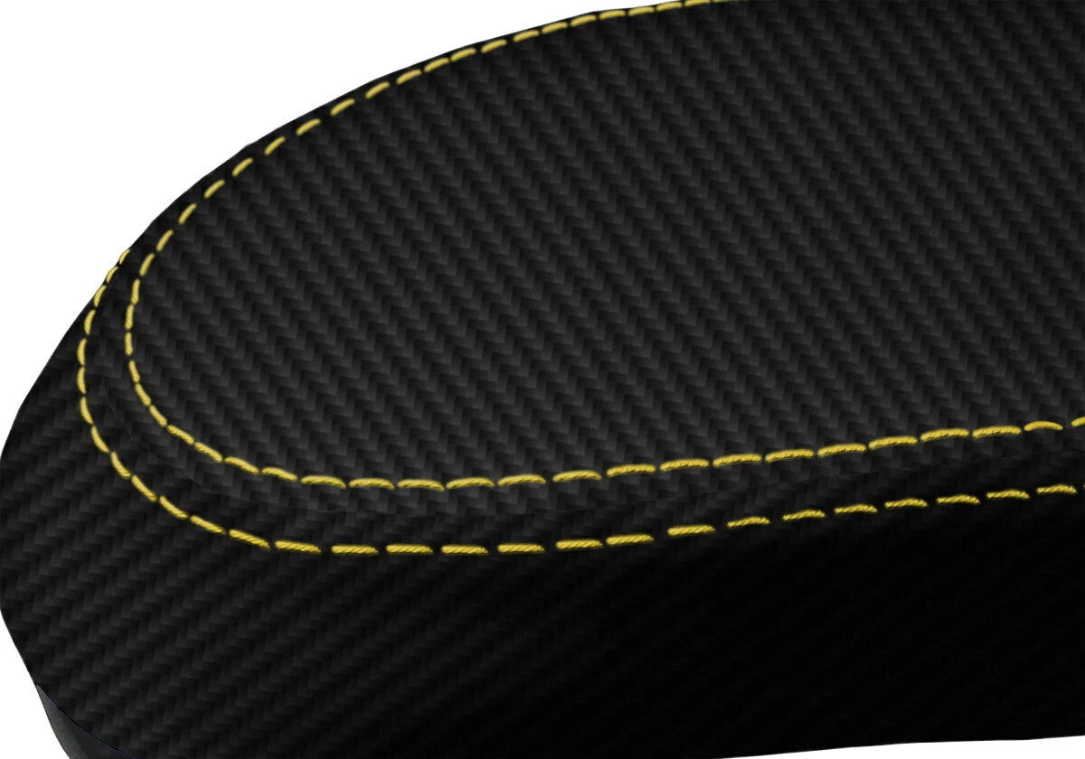 Carbon Fiber Console Lid Armrest Cover for Ford Focus (2000–2007) Yellow Stitch