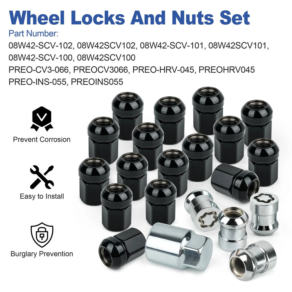 21Pcs Wheel Lock Set for Honda CR-V Accord Civic (2002–2023) 08W42-SCV-101