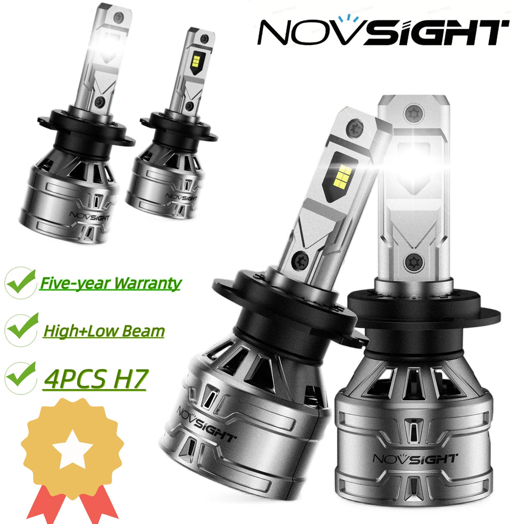 2X H7 LED Headlight Bulbs for Novsight (6000K, 300% Bright)