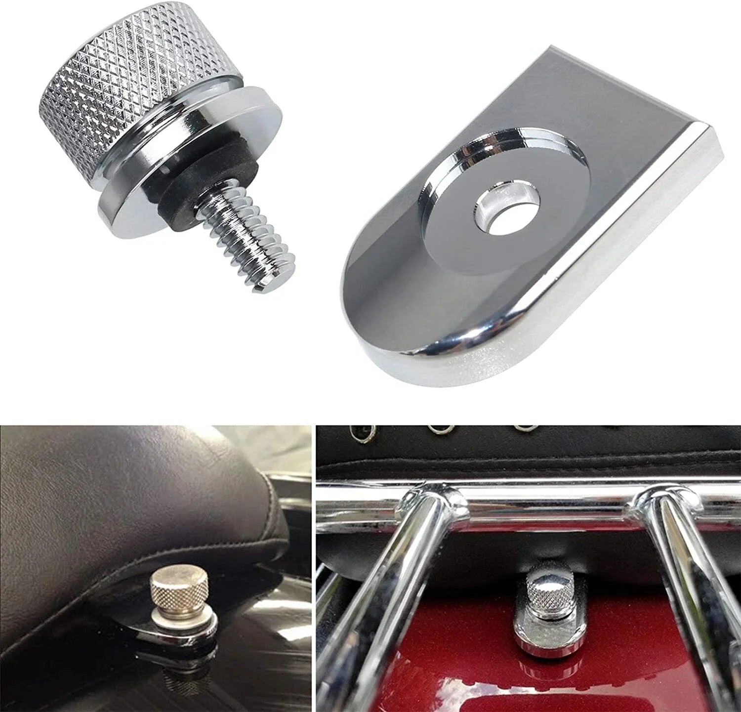 Black/Chrome Rear Fender Seat Bolt Tab Cover for Harley