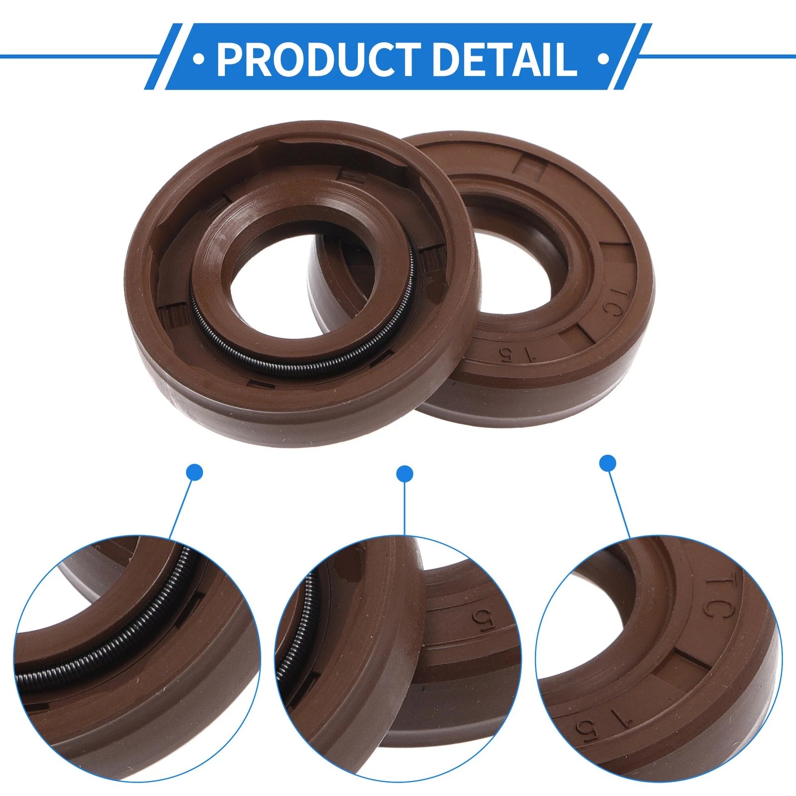Set of 2 Oil Seal Rotary Shaft Seal FKM Rubber 15x32x7mm