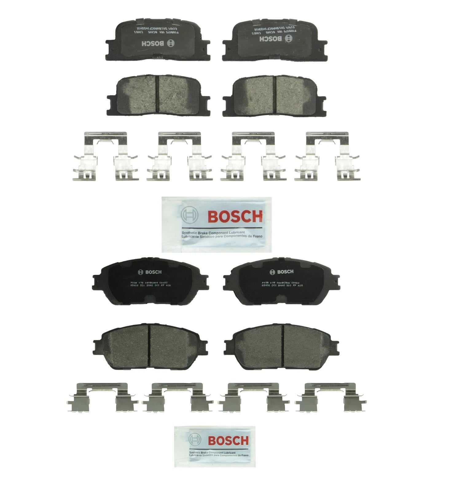Set of 4 Bosch QuietCast Ceramic Disc Brake Pads for Lexus Toyota V6