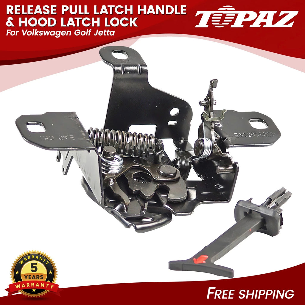 Hood Latch Lock + Release Pull Handle for Volkswagen Golf Jetta 