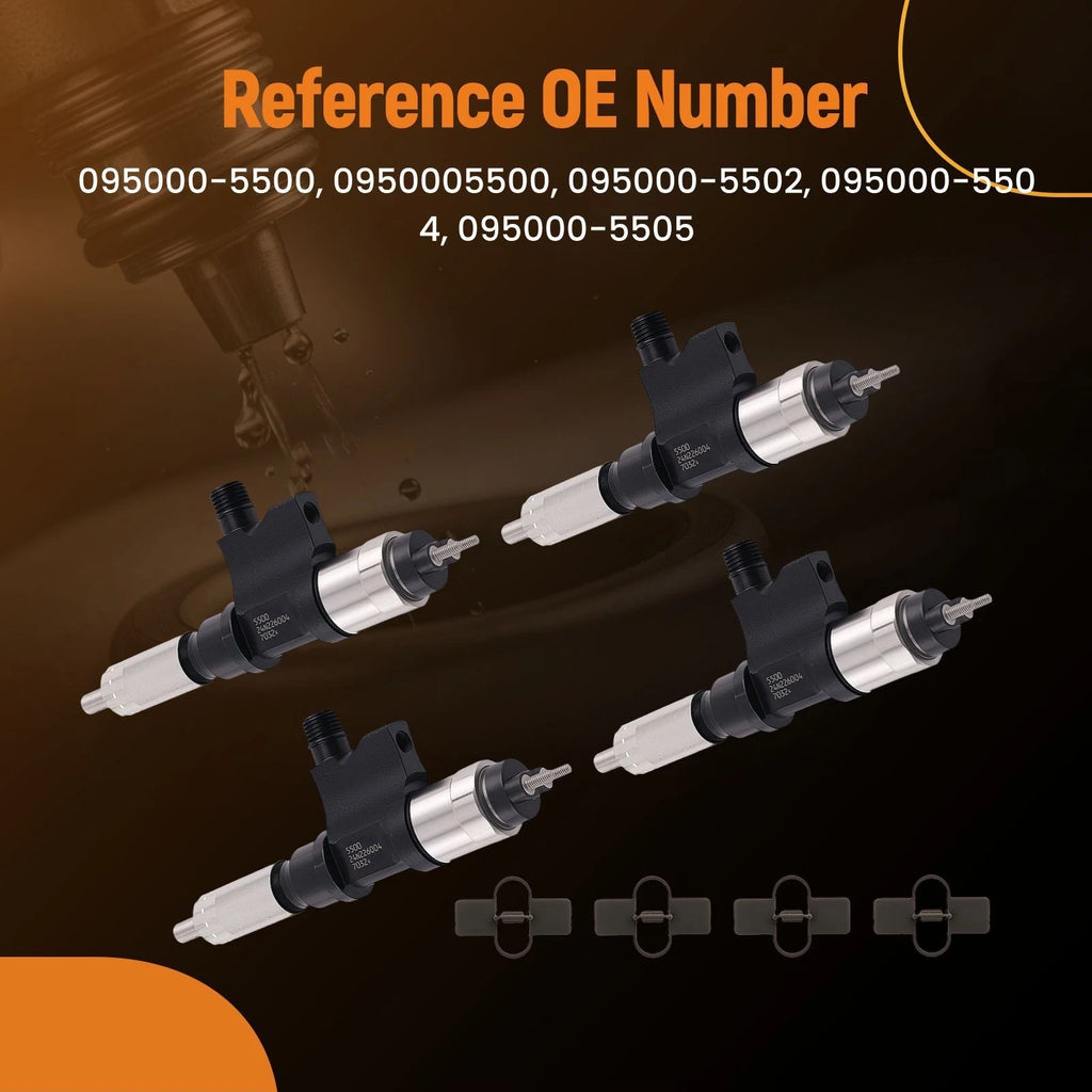 Set of 4 Fuel Injectors for Isuzu 4HL1 6HL1 (Direct Replacement 095000-5501)