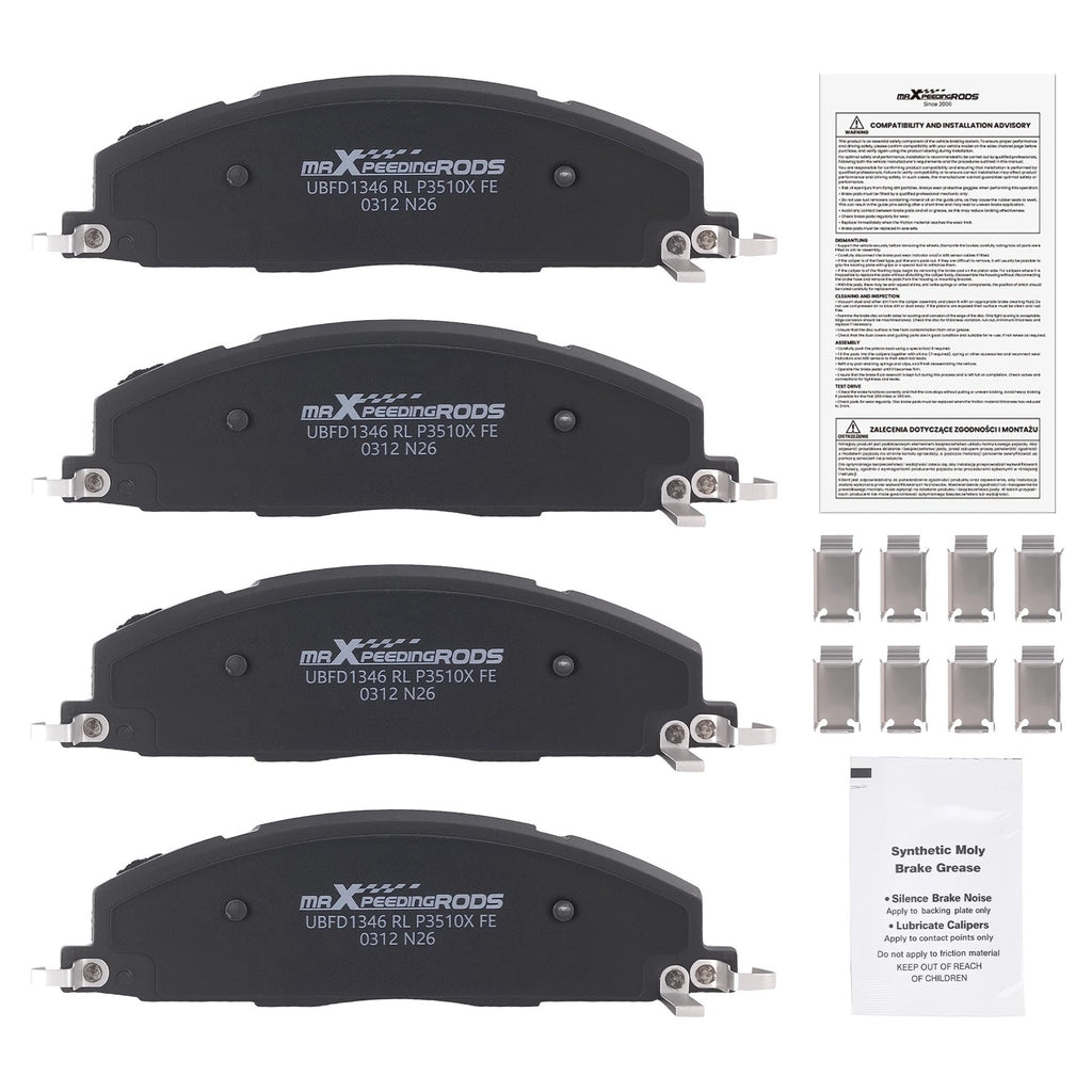 Set of 4 Rear Disc Brake Pads for Ram 2500 3500 (2011–2018) w/Hardware