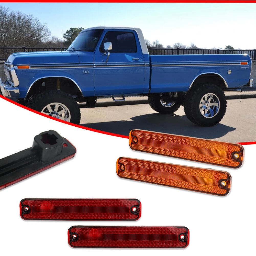 Set of 4 Side Marker Light Lamp Assemblies for Ford Truck