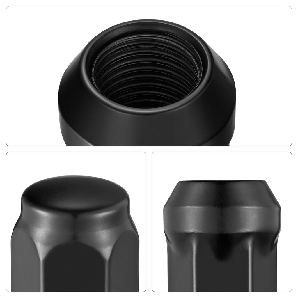 Black Bulge Acorn Lug Nuts Set for M14x1.5 (1.75" Tall, 3/4" Hex) (2014–2024)