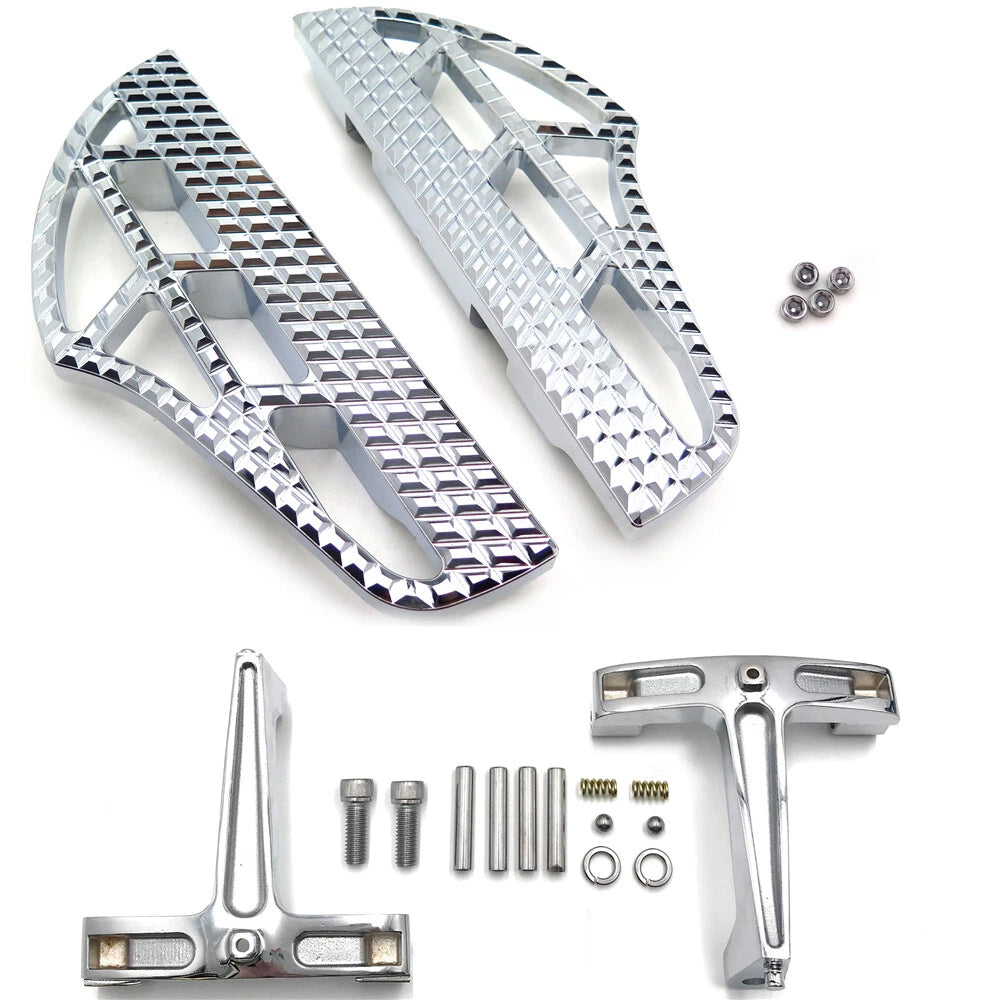 Shark Fin Leaf Dominator Passenger Footboard Kit for Harley Touring (1993–2008) Chrome