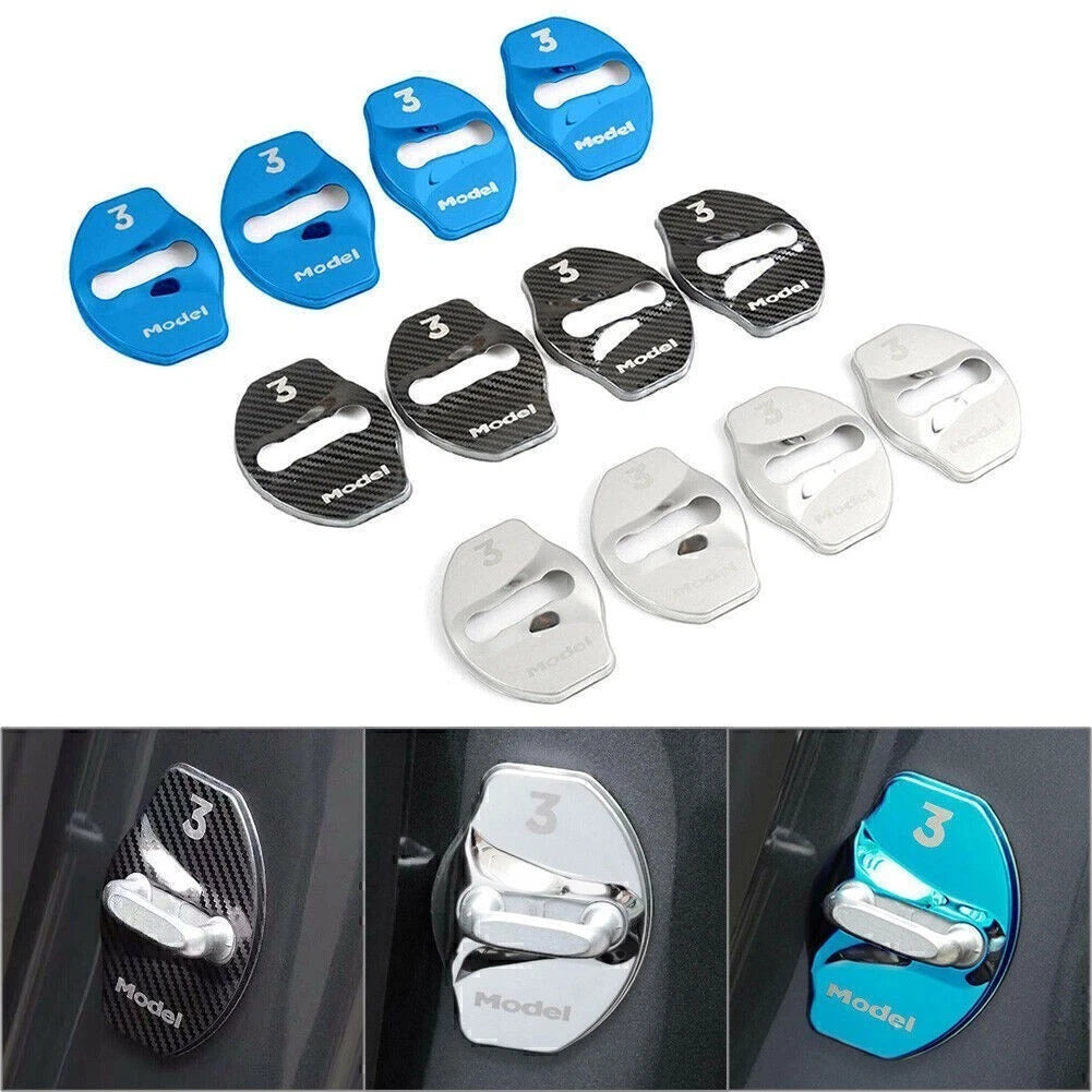 Set of 4 Door Lock Covers for Tesla Model 3 (2018–2022)