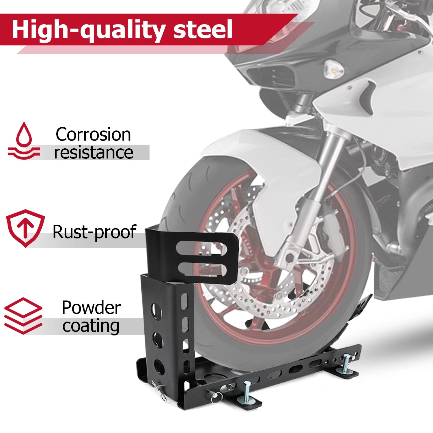 Wheel Stop Chock Stand for Motorcycle (3000lbs Capacity)