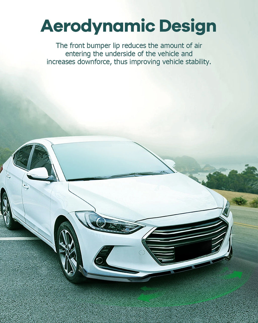 Front Bumper Lip Cover Trim for Hyundai Elantra (2017–2018) Unpainted Black