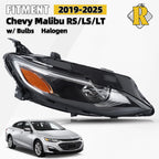 Halogen Headlight Assembly for Chevy Malibu (2019–2025) - Passenger Side