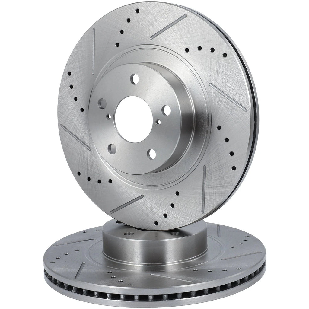 Set of 4 Drilled & Slotted Rotors with Ceramic Pads for Subaru Outback (2010–2012)