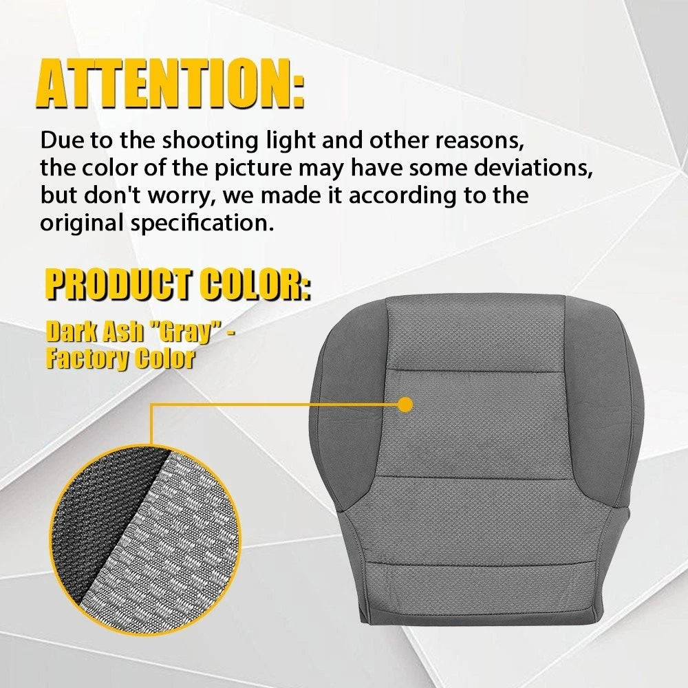 Set of 2 LH RH Bottom Cloth Seat Covers Gray for Chevy Silverado 1500 2500 (2015–2019)