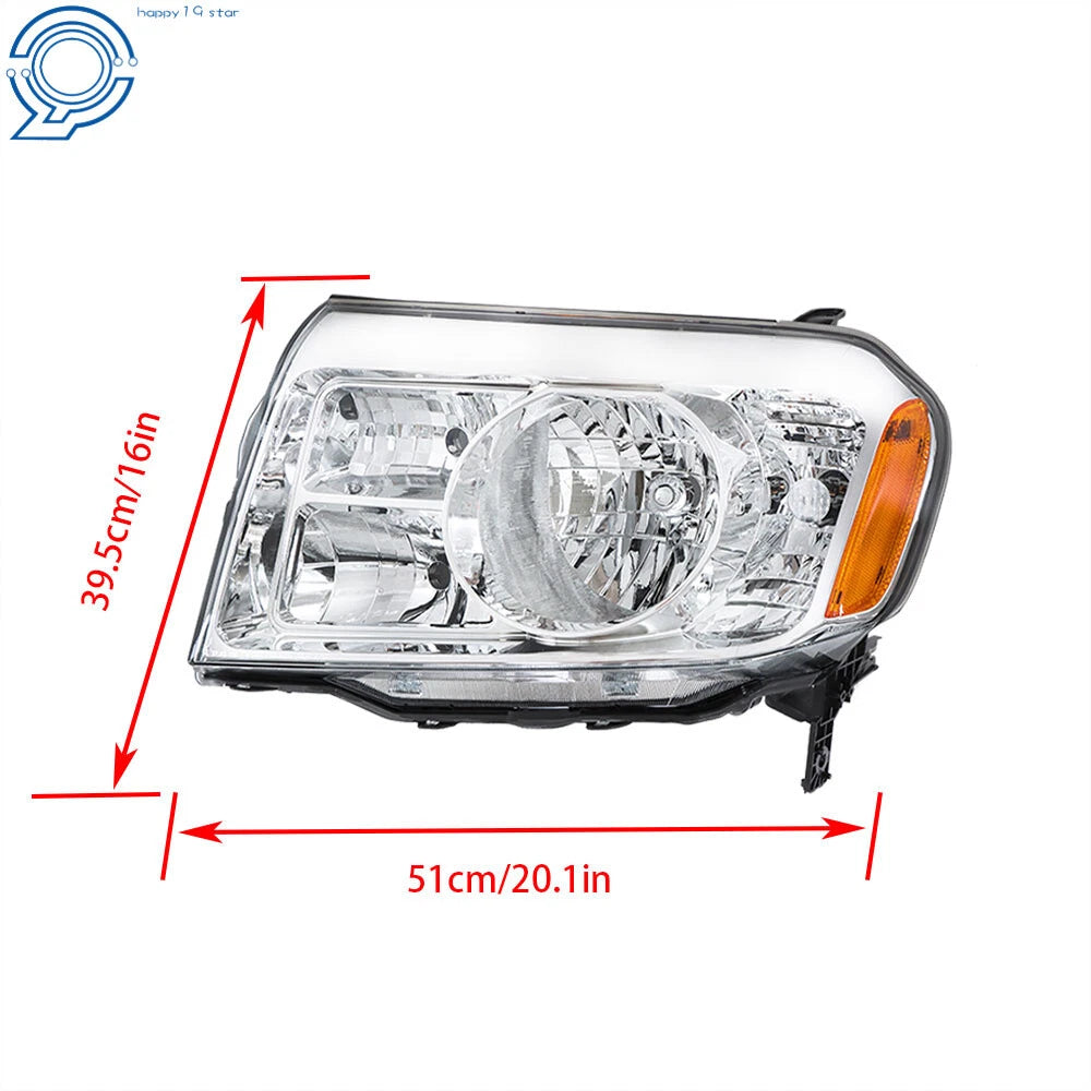 Pair Headlamp for Honda Pilot (2009-2011) Halogen Chrome Assembly