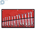 Set of 12 Metric Flexible Head Ratcheting Wrenches 8-19mm for Automotive