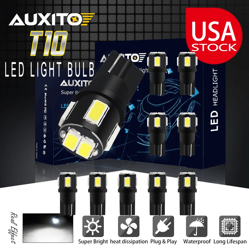 10x LED License Plate Light Bulb for Car (6000K White)