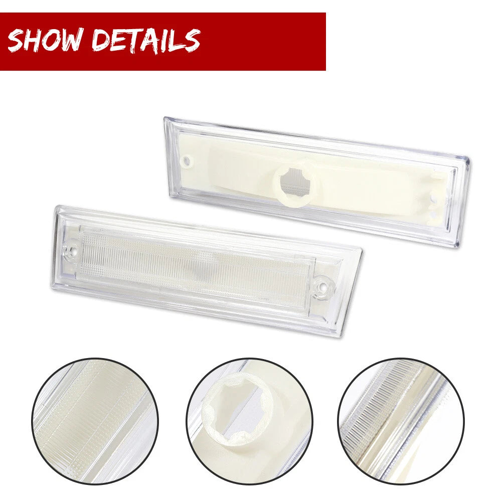 Clear Front Side Marker Lights for Chevrolet C10 C20 C30 GMC C1500 C2500 (1981–1991)