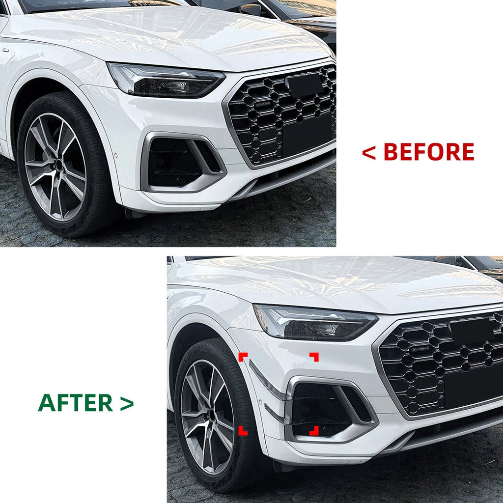 4X Front Bumper Side Air Vent Fins Trim for Audi Q5 FY S-Line (2020–2024) Carbon Look
