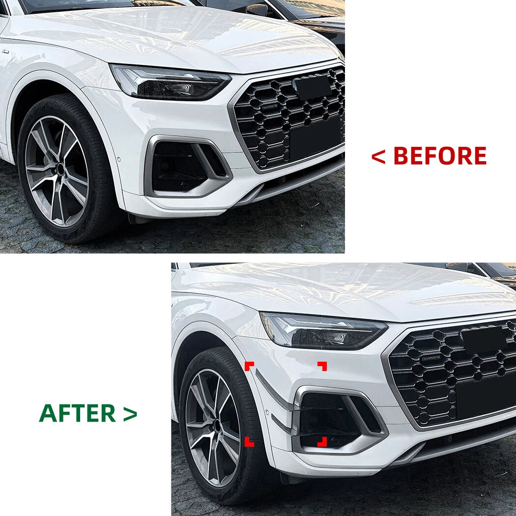 4X Front Bumper Side Air Vent Fins Trim for Audi Q5 FY S-Line (2020–2024) Carbon Look