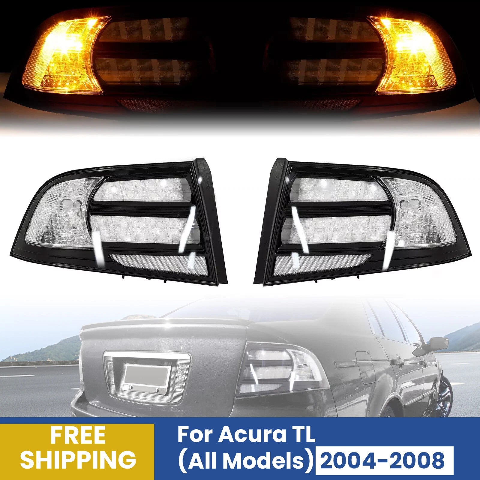 Rear Tail Light for Acura TL (2004–2008) Black Housing Clear Lens LH RH
