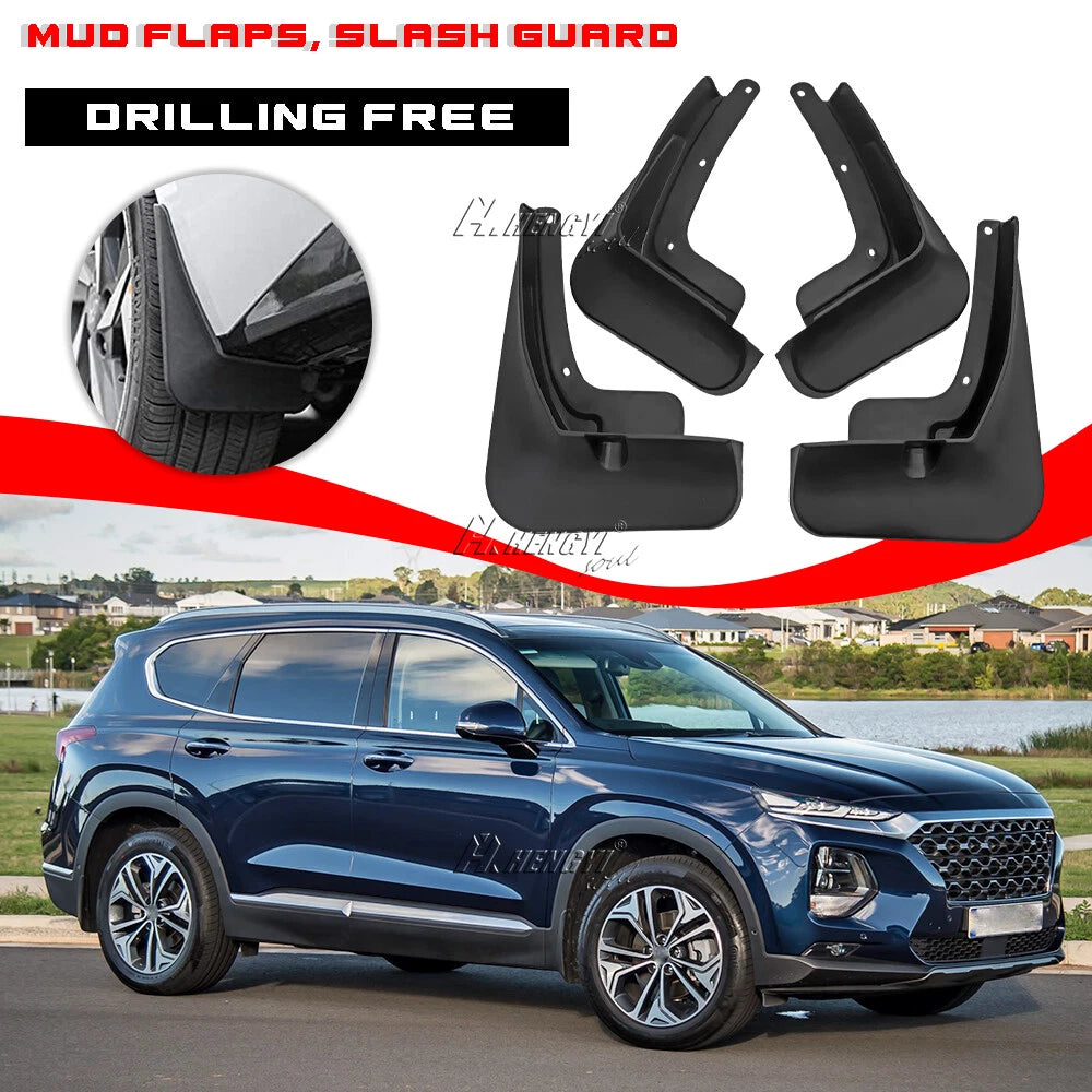 Set of 4 Mud Flaps Slash Guards for Hyundai Santa Fe (2019–2020)