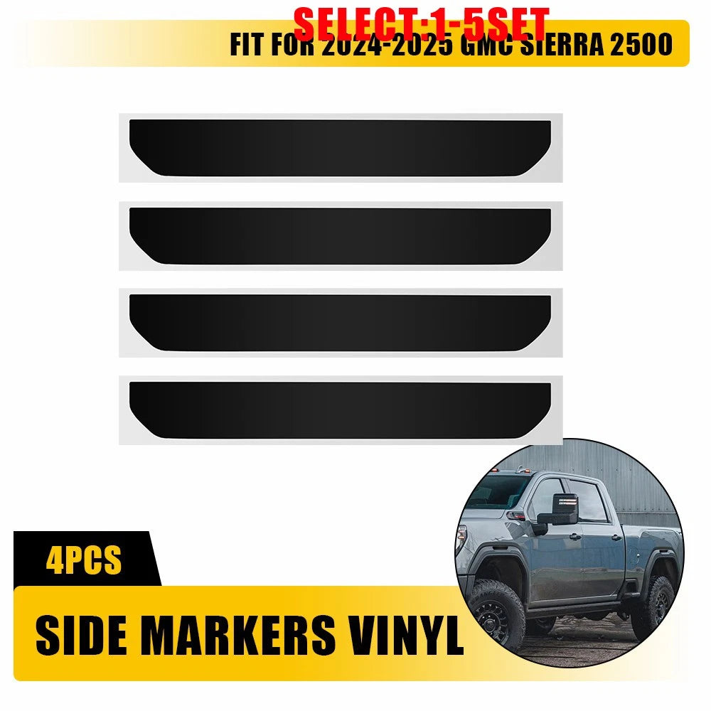 Smoke Tinted Side Marker Tint Vinyl Overlay Kit for GMC Sierra HD (2024)
