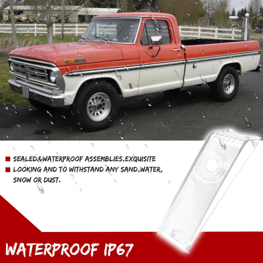 Pair Clear Front Turn Signal Light Lenses for Ford F100 F250 F350 (1970–1972)