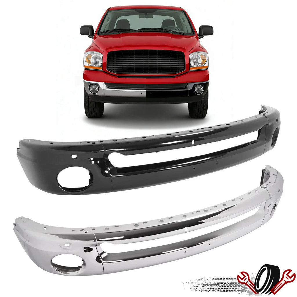 Front Bumper Face Bar for Dodge Ram 1500/2500/3500 (2002–2010) Black/Chrome