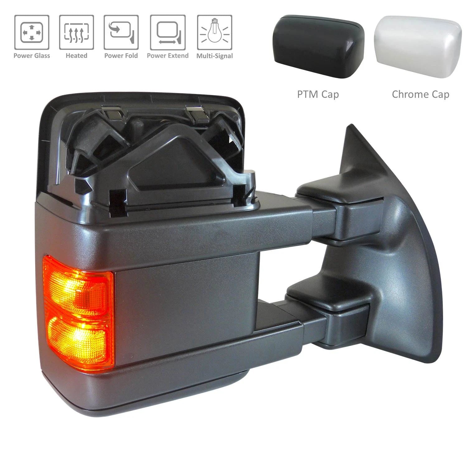Replacement Chrome Passenger Side Power Door Mirror w/Heated Dual Glass