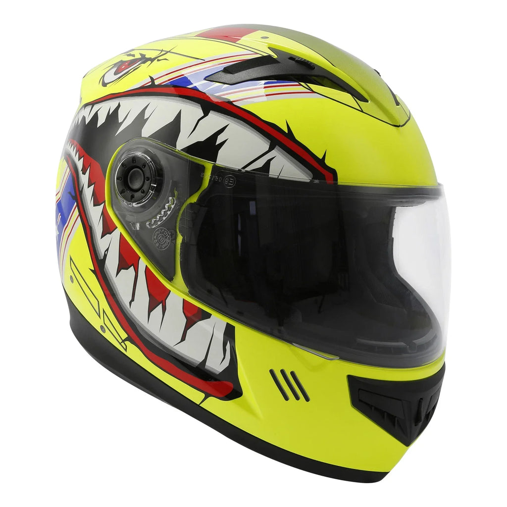 Youth Full Face Motorcycle Helmet DOT Shark Yellow for Kids M-XXL
