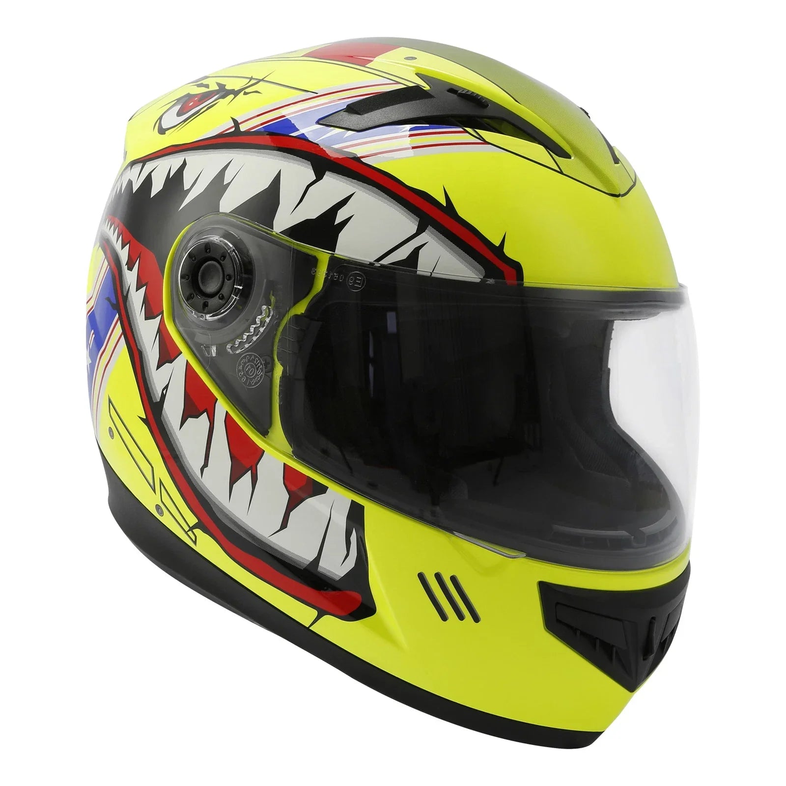 Youth Full Face Motorcycle Helmet DOT Shark Yellow for Kids M-XXL