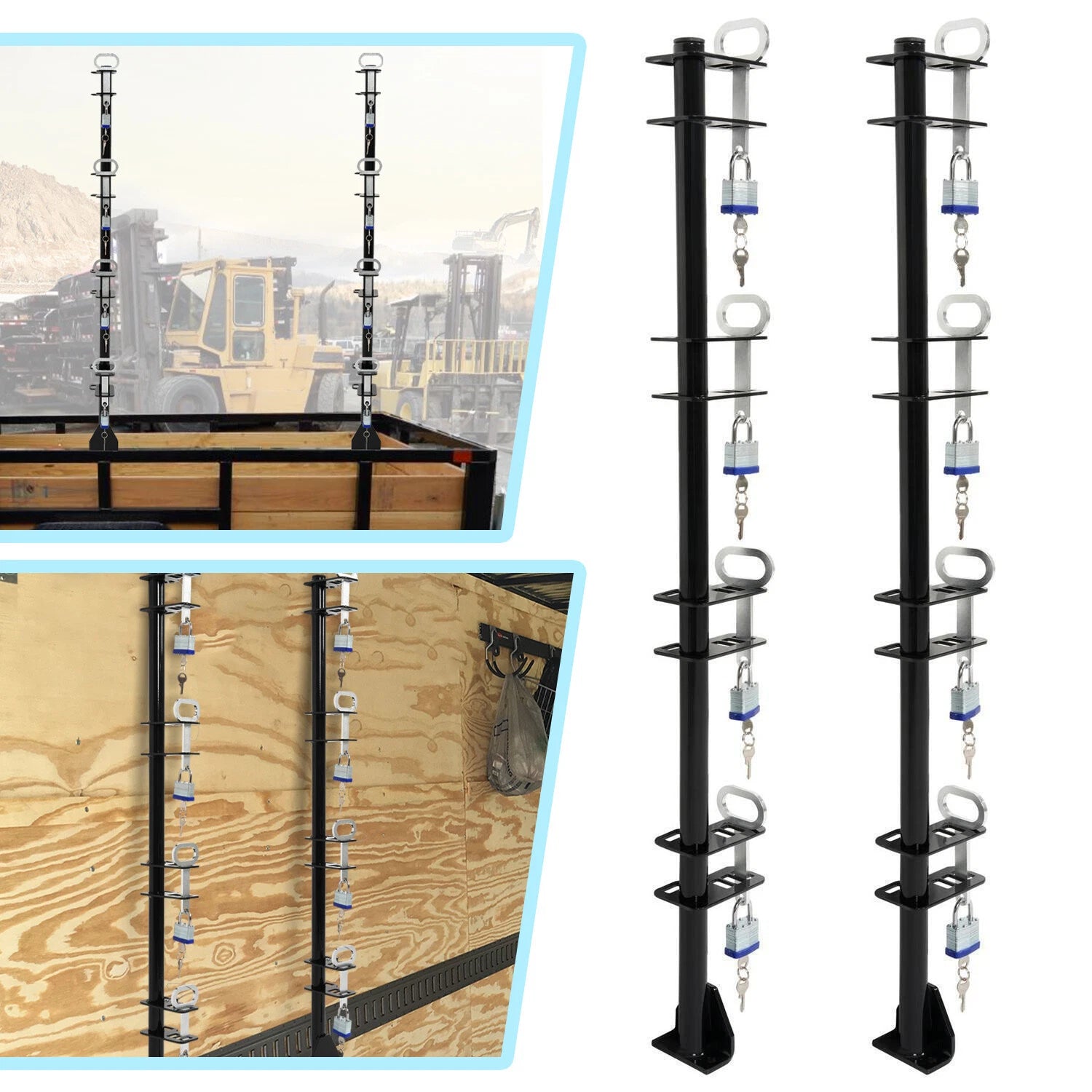 Set of 4 Lockable Weeder Trimmer Rack Holders for Trailer