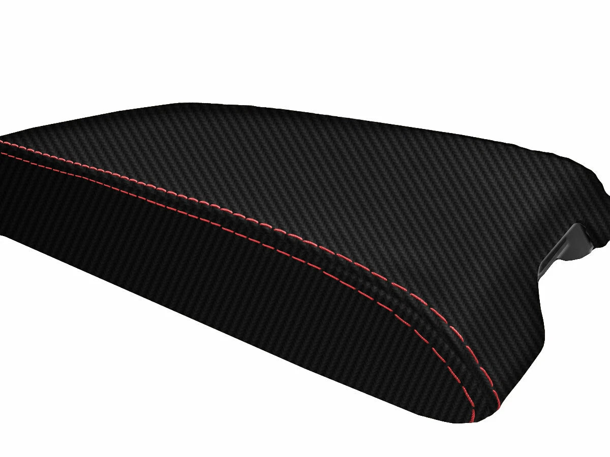 Carbon Fiber Console Lid Cover for Infiniti G35 Coupe (2002–2007) Red Stitch