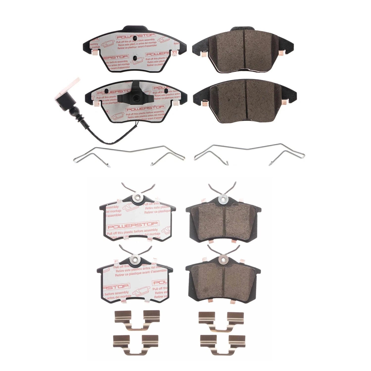 PowerStop 2X Front Rear Next Gen Euro Ceramic Disc Brake Pads Kit for A3 Jetta (2010–2016)