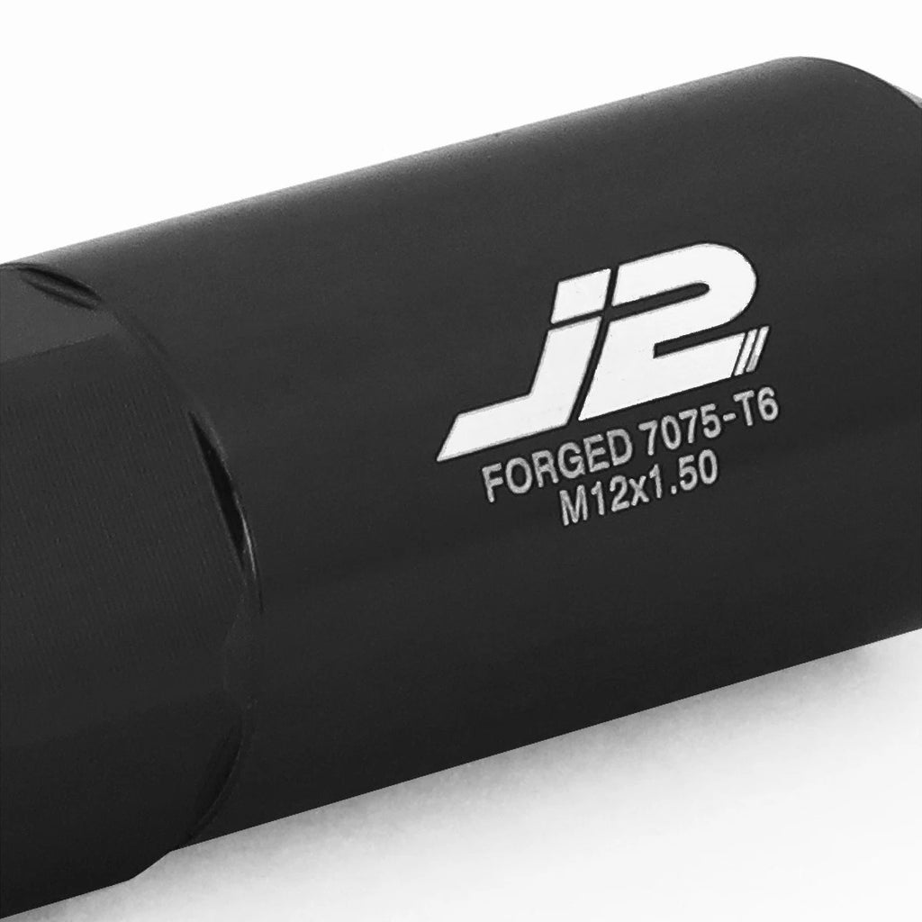 Set of 20 J2 7075 Forged Aluminum M12x1.5 Spiky Cap Lug Nuts w/Adapter Black