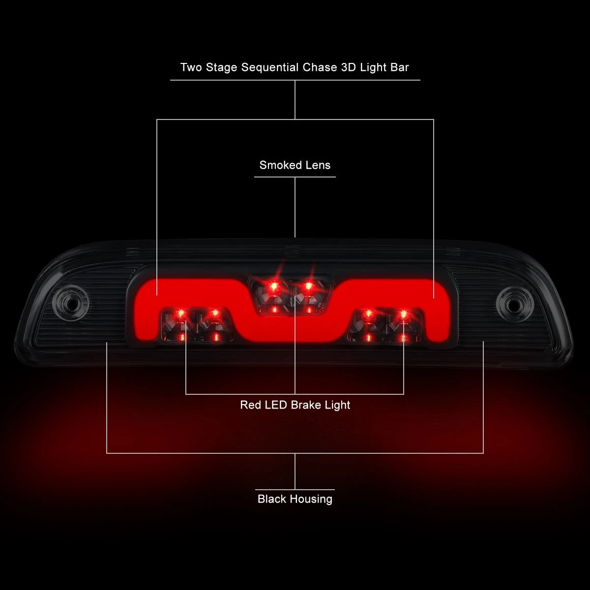 Smoked Lens Sequential LED Third Brake Light for Toyota Tacoma (1995–2022)