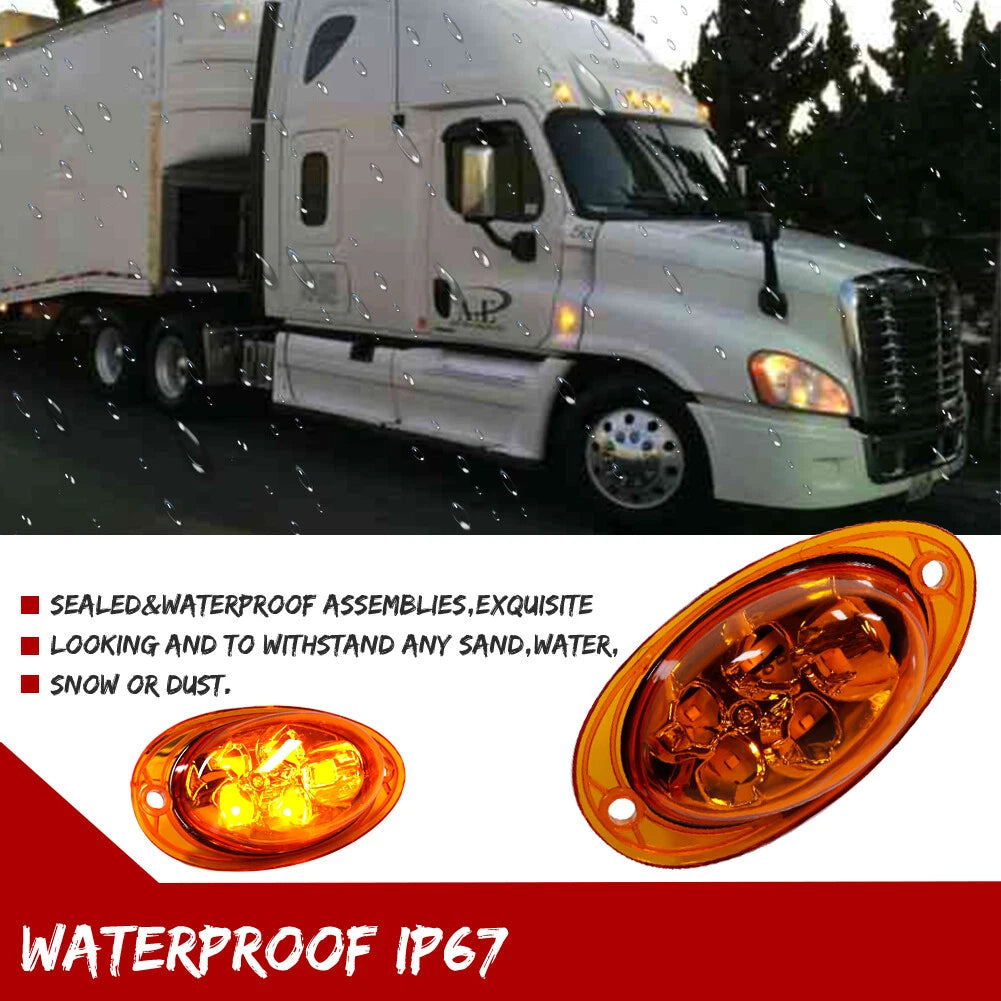 Set of 2 Amber Lens Cab Side Marker Lights for Freightliner Cascadia