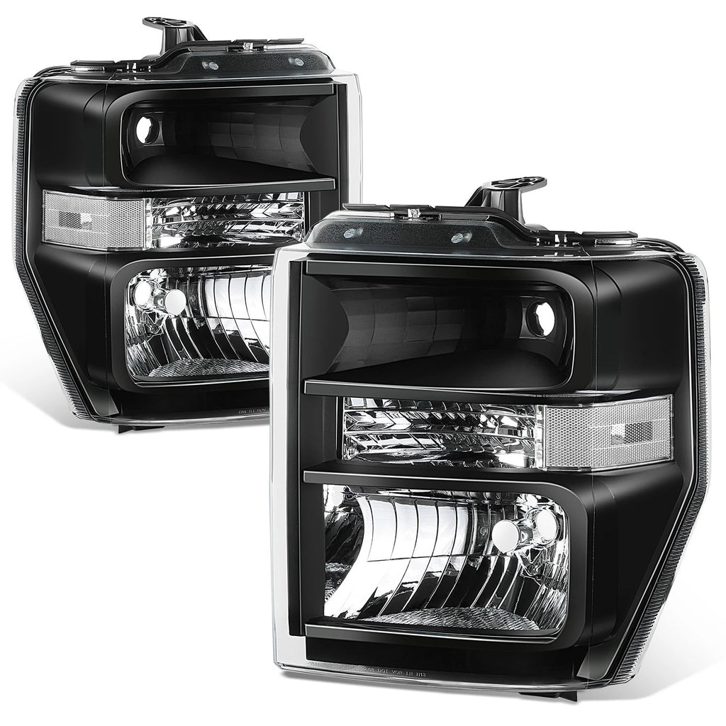 Headlight for Ford E-150-750 Super Duty (2008–2021) OE Style Black Housing Clear Lens