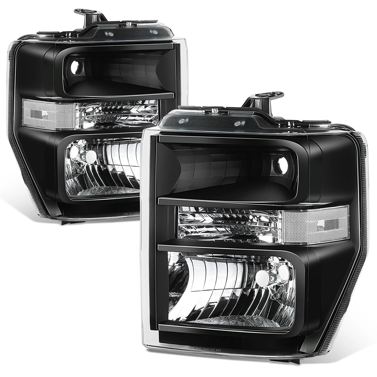Headlight for Ford E-150-750 Super Duty (2008–2021) OE Style Black Housing Clear Lens