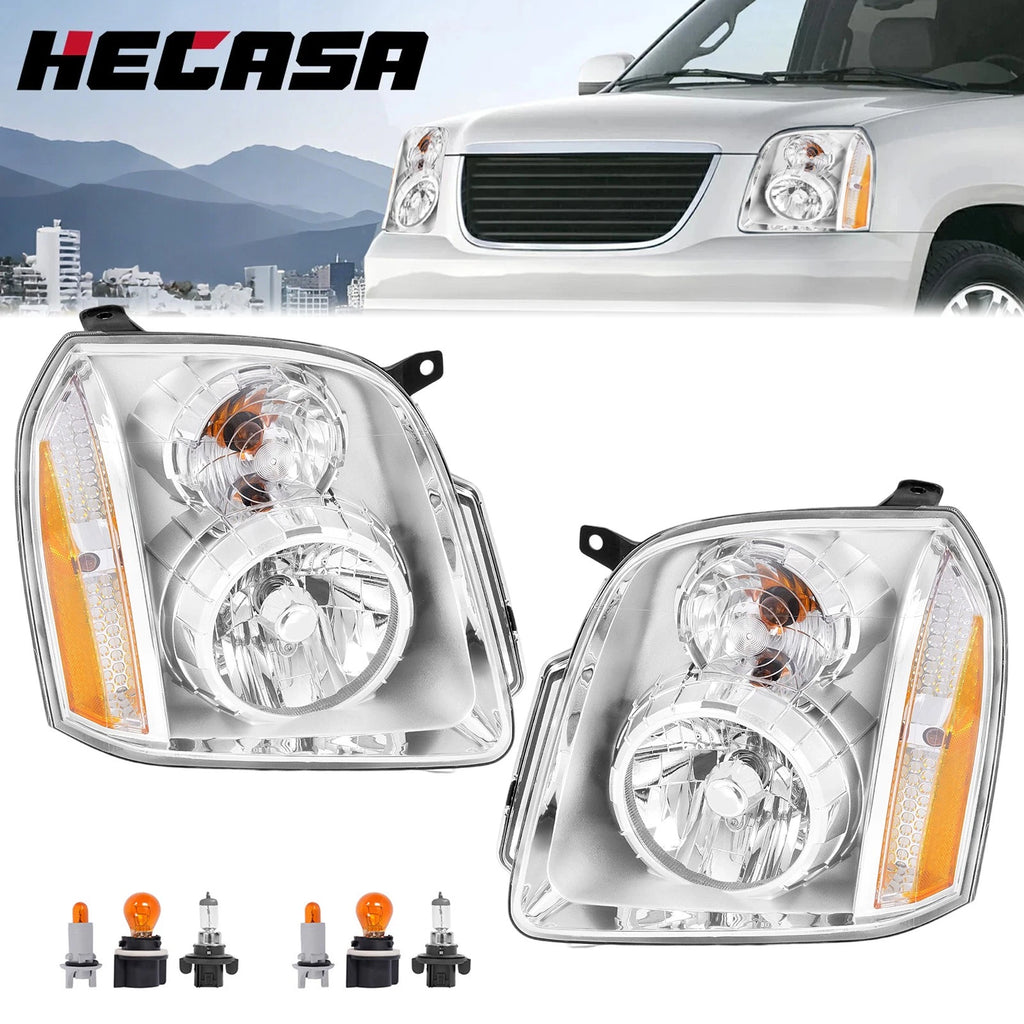 Chrome Headlight Assembly for GMC Yukon XL 1500 2500 Denali (2007–2014)