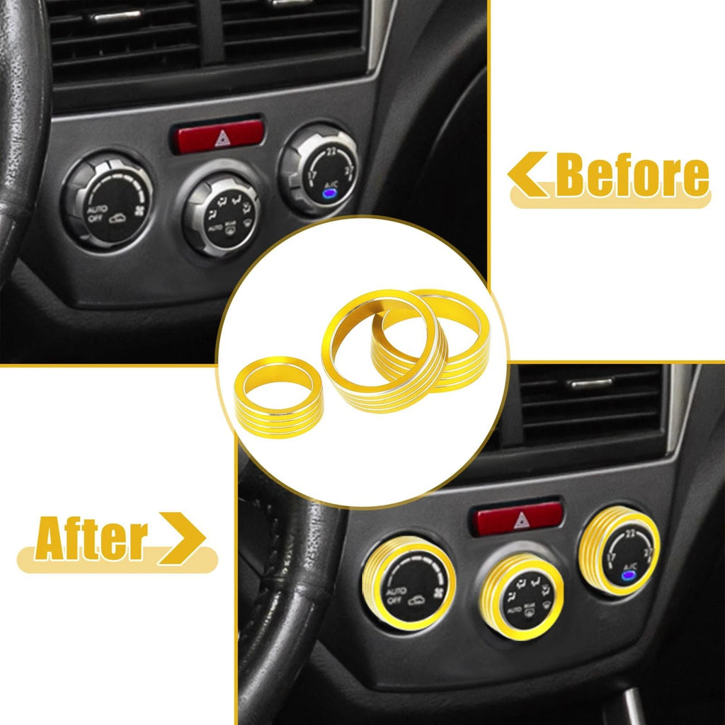 3pcs Gold Tone AC Climate Control Knob Trim for Subaru Forester 