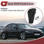 Gear Shift Knob Cover for BMW 3 Series E90 (2004–2012) Black Gray Faux Leather