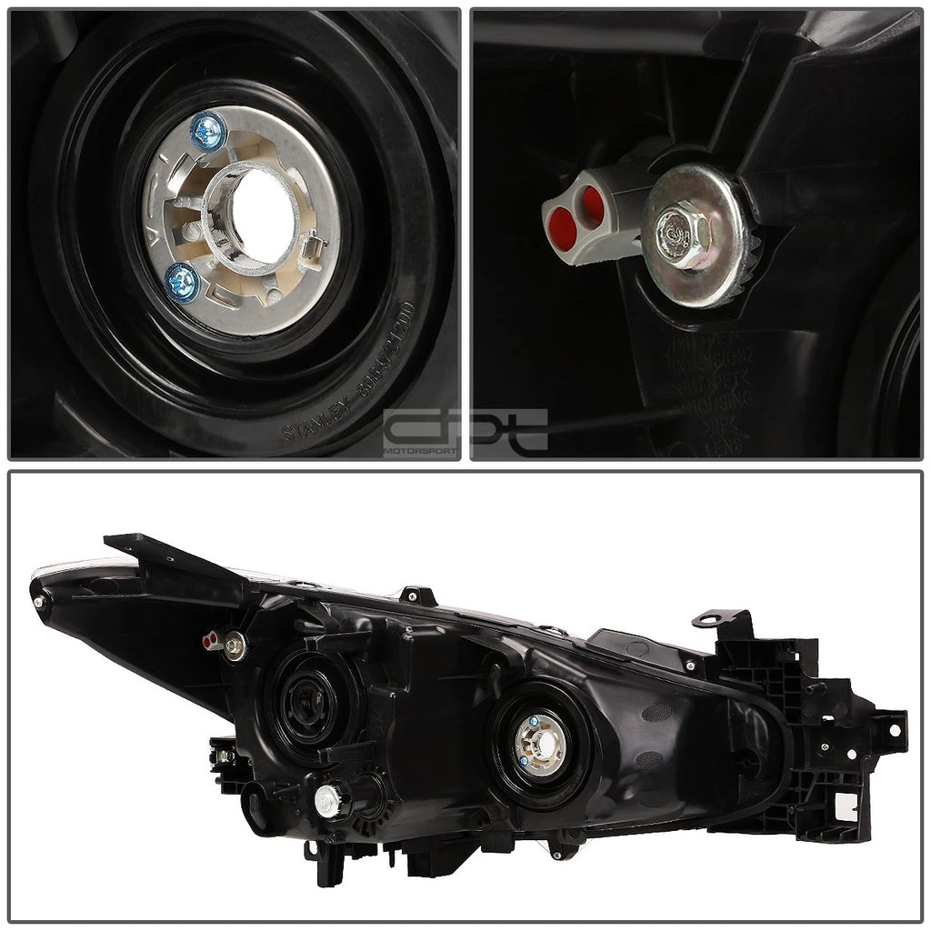 Pair of Smoked Housing Amber Corner Projector Headlights for Mazda 3 (2014–2016)
