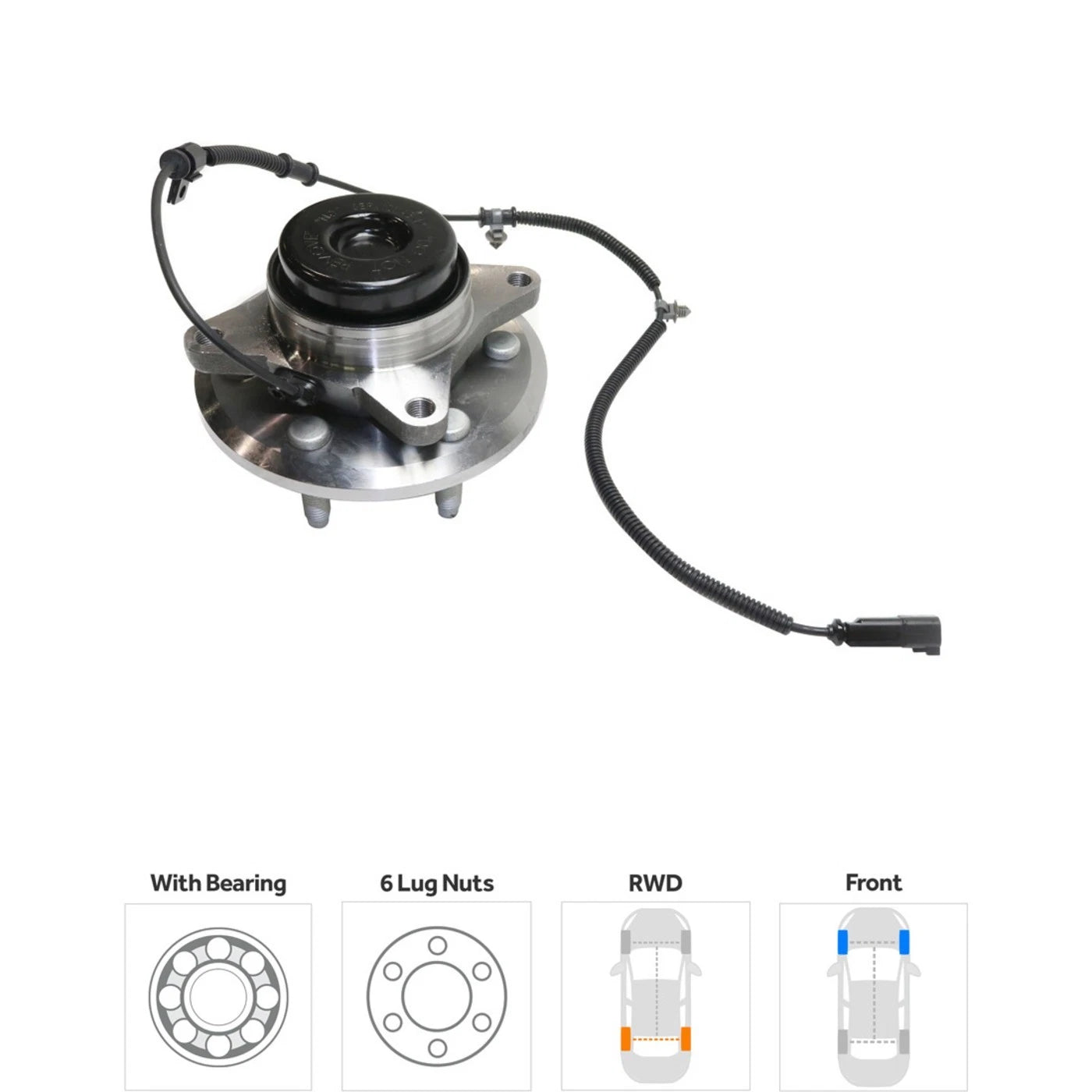 Set of 2 Wheel Hubs for Ford F-150 (2011–2014) Front 6 Lug with Bearing & Sensor