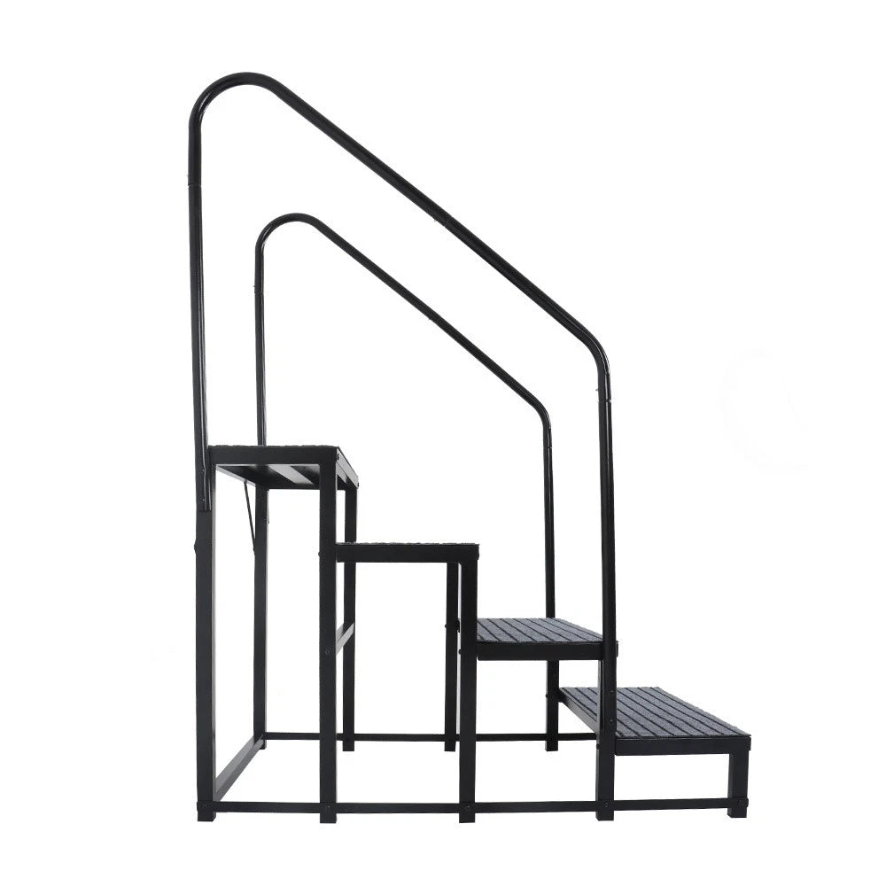 Set of 2 RV Steps with Handrails and Step Mat (660 lbs Load Capacity)